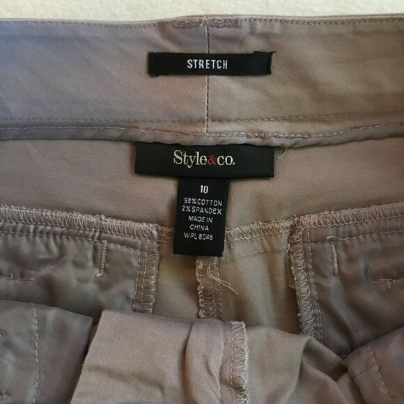 Style & Co Capris Stretch Khaki Tan Button Accents Women's Size 10 With Pockets - Picture 8 of 9